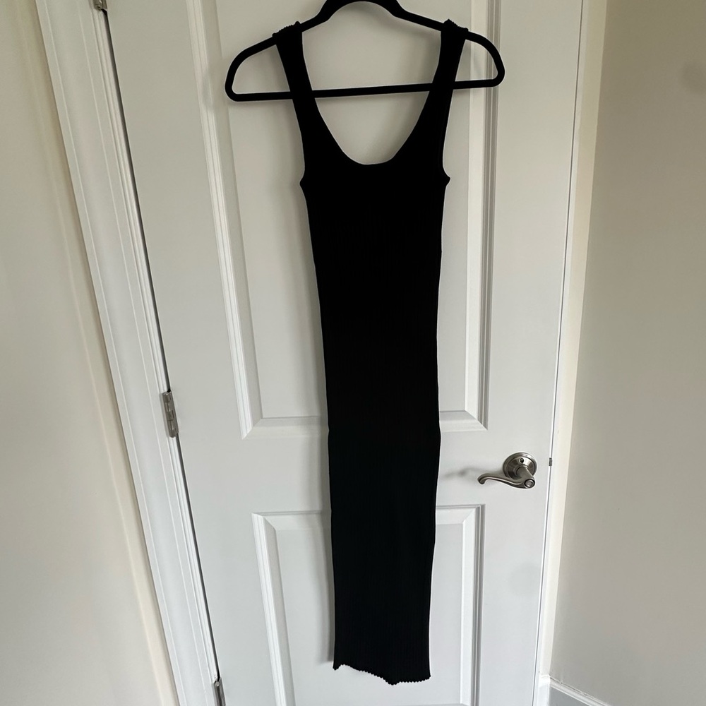 Zara Knit Black Bodycon Maxi Dress - Small
